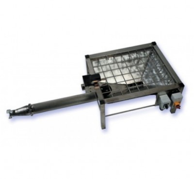 Grelhador retangular metálico com cabo longo