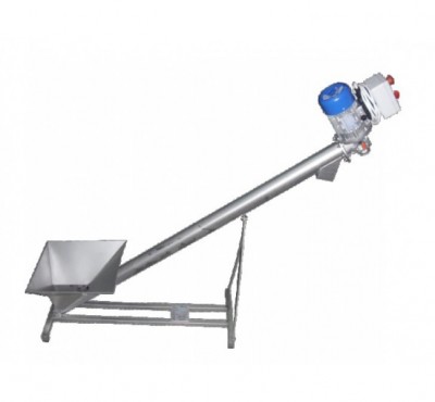 Transportador helicoidal em inox com motor e funil