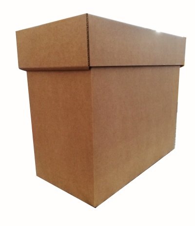 Caixa de cartão castanho com tampa
