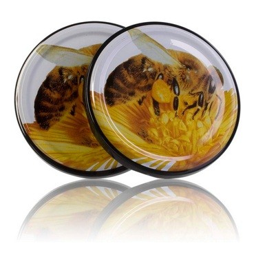 Botões redondos decorativos com abelha e flor amarela