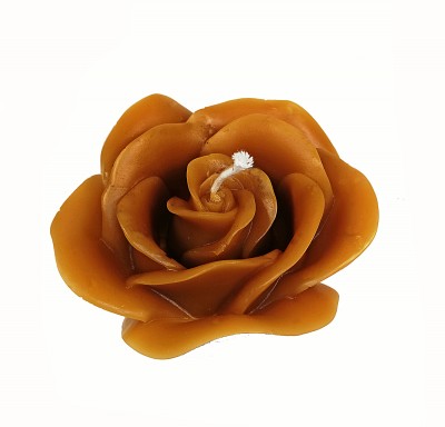 Vela castanha em forma de rosa com pavio branco