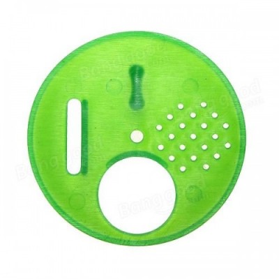 Placa redonda verde transparente em plástico com furos e ranhura