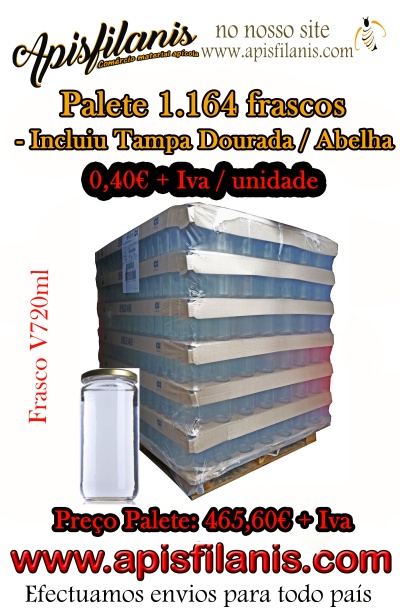 Frasco V 720ml (1kg mel) - Palete 1.164 unidades