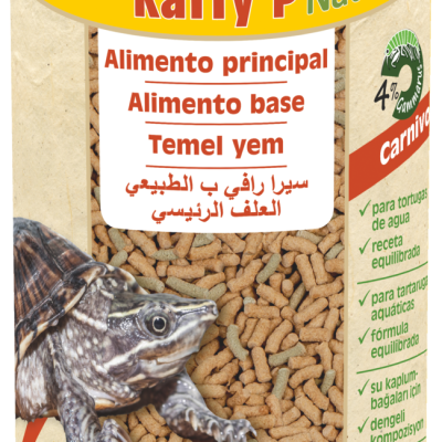 Embalagem de ração para tartarugas aquáticas, pellets, marca sera Raffy P Nature, 220 g.