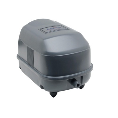 Compressor de ar cinza metálico retangular com etiqueta LUCHOWA