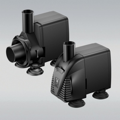 Bomba de água preta com tubos verticais e ventosas na base