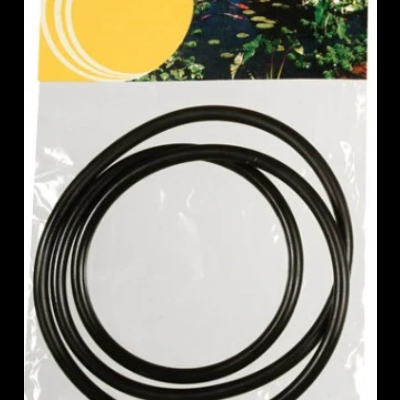 Anéis de borracha pretos em embalagem plástica da marca Laguna