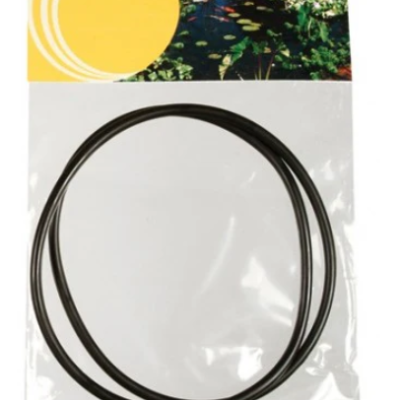 Embalagem com junta de borracha preta da marca Laguna com fundo amarelo e imagem de lago