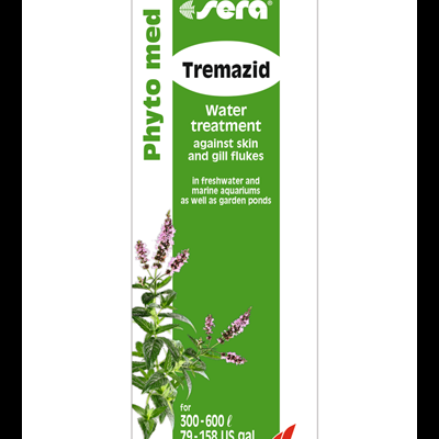 Embalagem do Sera Tremazid tratamento de água para aquários.