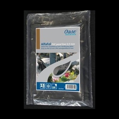 Pacote de forro para lago preto em embalagem plástica com rótulo da marca Oase