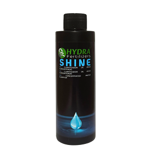 Frasco preto de fertilizante líquido com rótulo azul e verde