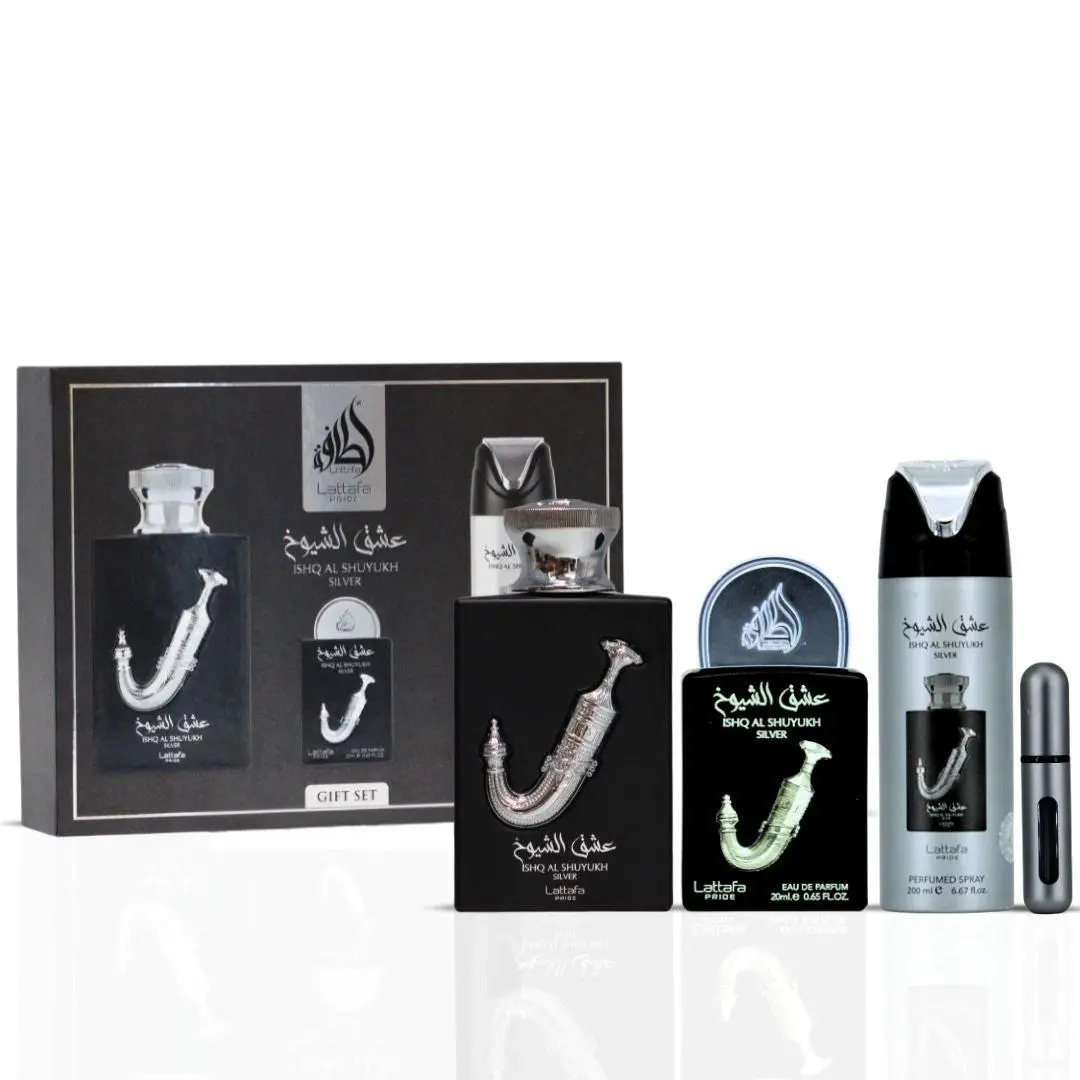 Lattafa Pride Ishq Al Shuyukh Silver coffret unissexo Lattafa Pride Ishq Al Shuyukh Silver coffret unissexo
