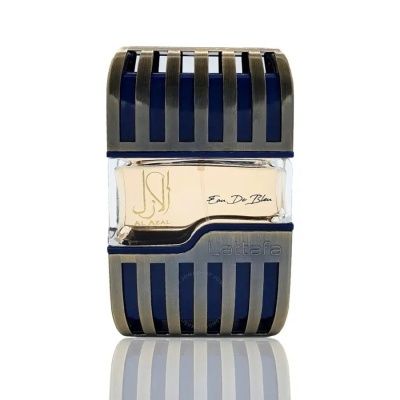 Frasco de perfume Al Azal Eau De Blanc com revestimento exterior azul e cinzento