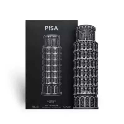 Frasco de perfume Torre de Pisa preto com caixa preta PISA