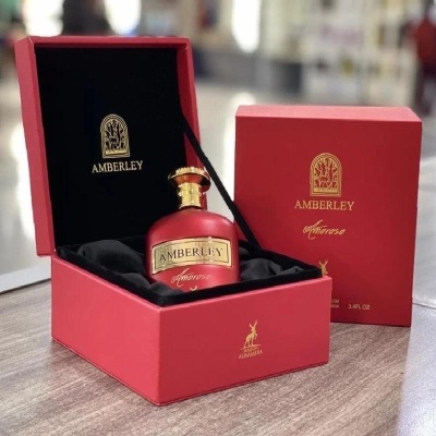 Perfume AMBERLEY AMOROSO em caixa vermelha aberta