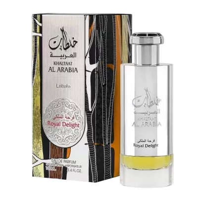 Frasco de perfume Khattat Al Arabia Royal Delight com caixa decorada