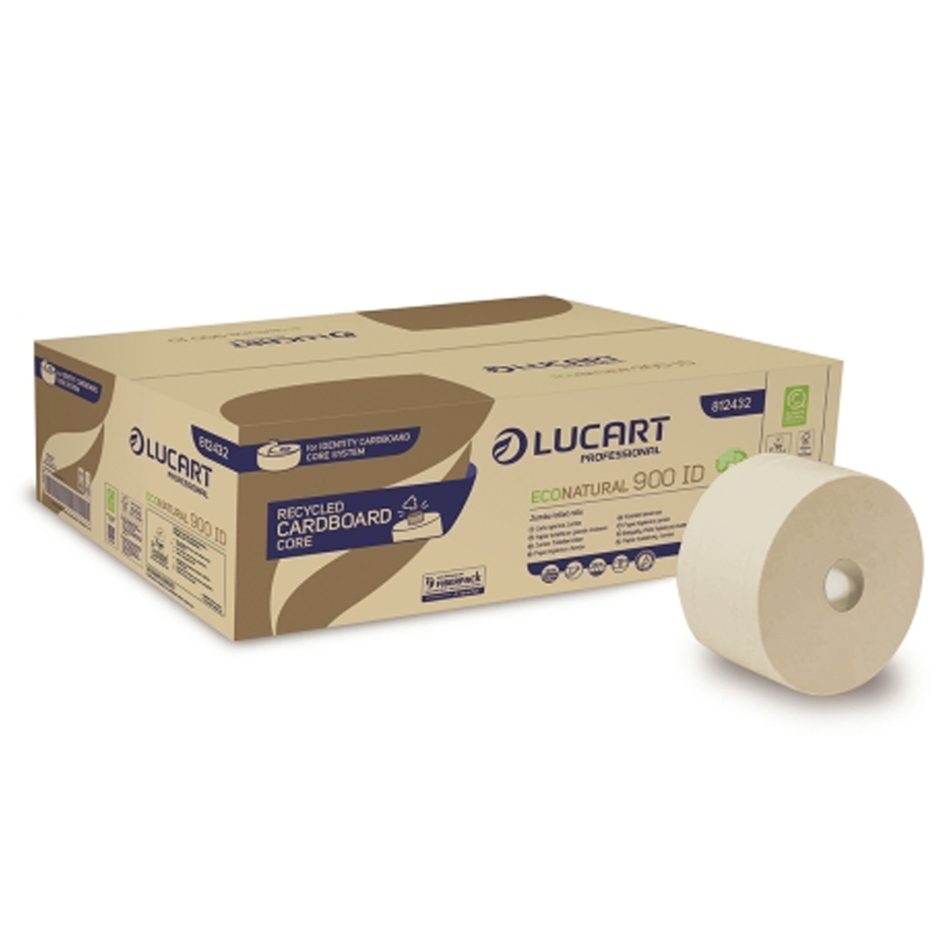 Papel Higiénico Auto Corte Lucart Identity EcoNatural 900 ID Cardboard Core