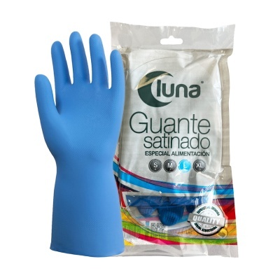 Luvas Satinadas Azuis Área Alimentar