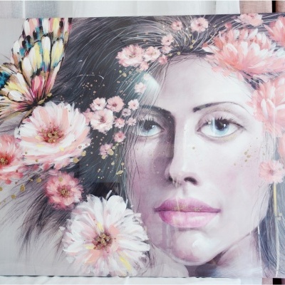 Tela Tema "Mulher c/Flores"