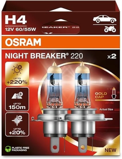 OSRAM Night Breaker 220 – H4 / H7 (Conjunto 2 Unidades)