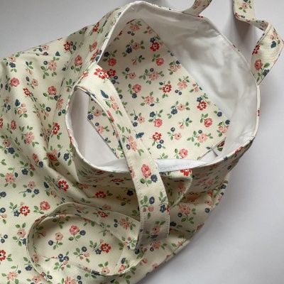 TOTE BAG FLORAL BRANCO