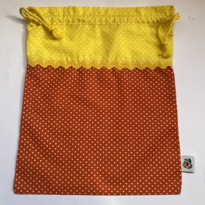 SACO DE TECIDO LARANJA E AMARELO