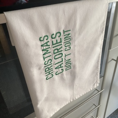 PANO DA LOIÇA ''CHRISTMAS CALORIES DON´T COUNT''