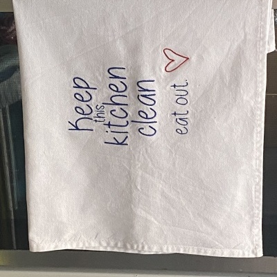 PANO DA LOIÇA ''KEEP THIS KITCHEN CLEAN EAT OUT''