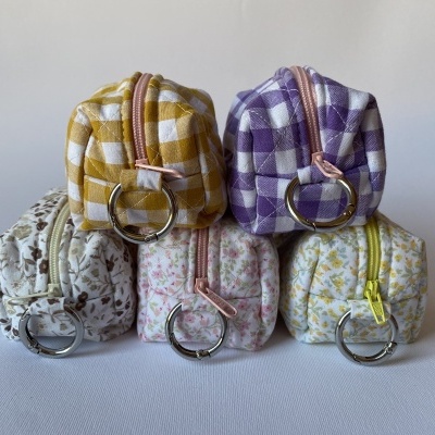 BOLSA PORTA-CHAVES FLORAL AMARELA