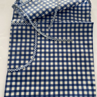 AVENTAL PLASTIFICADO XADREZ ''AZUL E BRANCO''