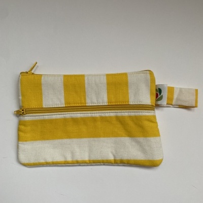 BOLSA FECHO DUPLO RISCAS AMARELAS E BRANCAS