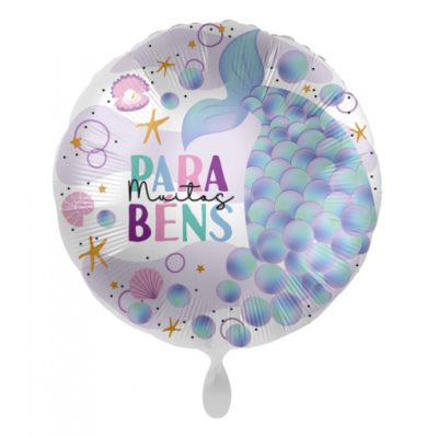 BALÃO FOIL 43CM 'MUITOS PARABÉNS' SEREIA