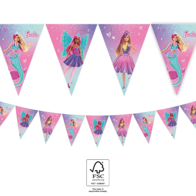 BANDEIRAS TRIÂNGULO PAPEL 2,30M BARBIE FANTASY
