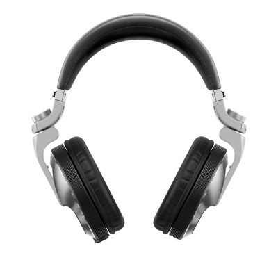 Headphones over-ear em couro preto e metal prateado