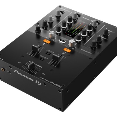 Misturadora de DJ Pioneer DJ DJM-250MK2 preta com faders e botões