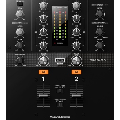 Misturador DJ preto Pioneer DJ DJM-250MK2 com várias funcionalidades e ecrã colorido
