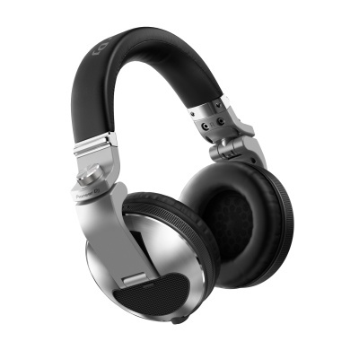 Auriculares sobre a orelha Pioneer DJ em pele preta e metal prateado