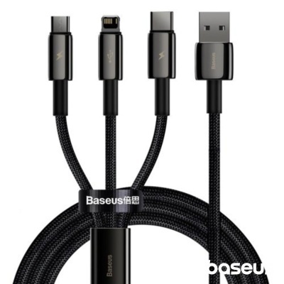 Cabo USB-A 2.0 Macho p/ Lightning/USB-C/MicroUSB 3.5A BASEUS