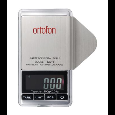 Balança digital de precisão Ortofon DS-3 em metal prateado com display digital