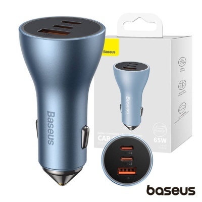 Adaptador Isqueiro 1xUSB-A 2xUSB-C PD/QC 65W BASEUS