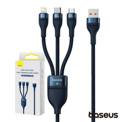 Cabo USB-A p/ MicroUSB/USB-C/Lightning Macho 1.2M 100W