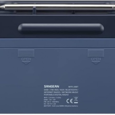 Rádio portátil SANGEAN azul escuro com antena retrátil