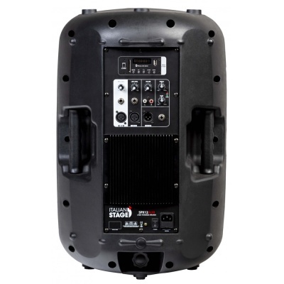 Coluna de som preta ITALIAN STAGE vista de trás com painel de controlo