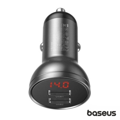 Adaptador Ficha Isqueiro 12/24V 2x USB 5V 4.8A BASEUS