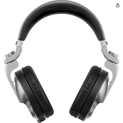 Auriculares preto e prata com almofadas acolchoadas