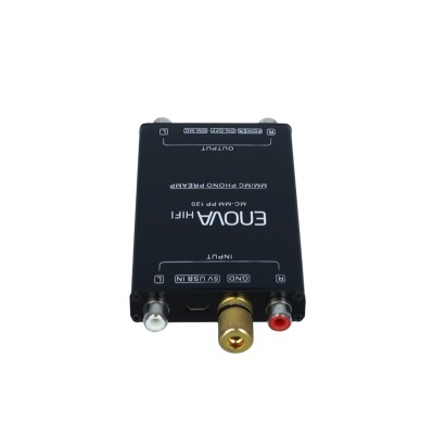 Conversor áudio preto ENOVA HiFi com várias entradas e saída coaxial.