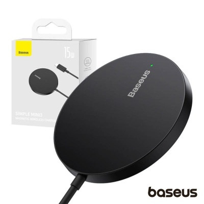 Carregador Por Indução QI Magnético Preto Mini3 15W BASEUS