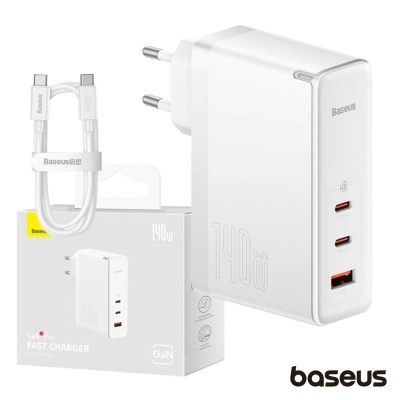 Alimentador Comutado 2xUSB-C PD 3.1 / USB-A 140W GaN5 BASEUS