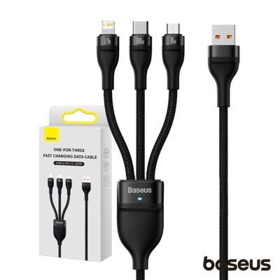 Cabo USB-A p/ MicroUSB/USB-C/Lightning Macho 1.2M 100W