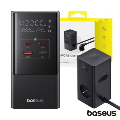 Estação de Carregamento 2x Schuko 2x USB-A 2x USB-C 35W 1.5m